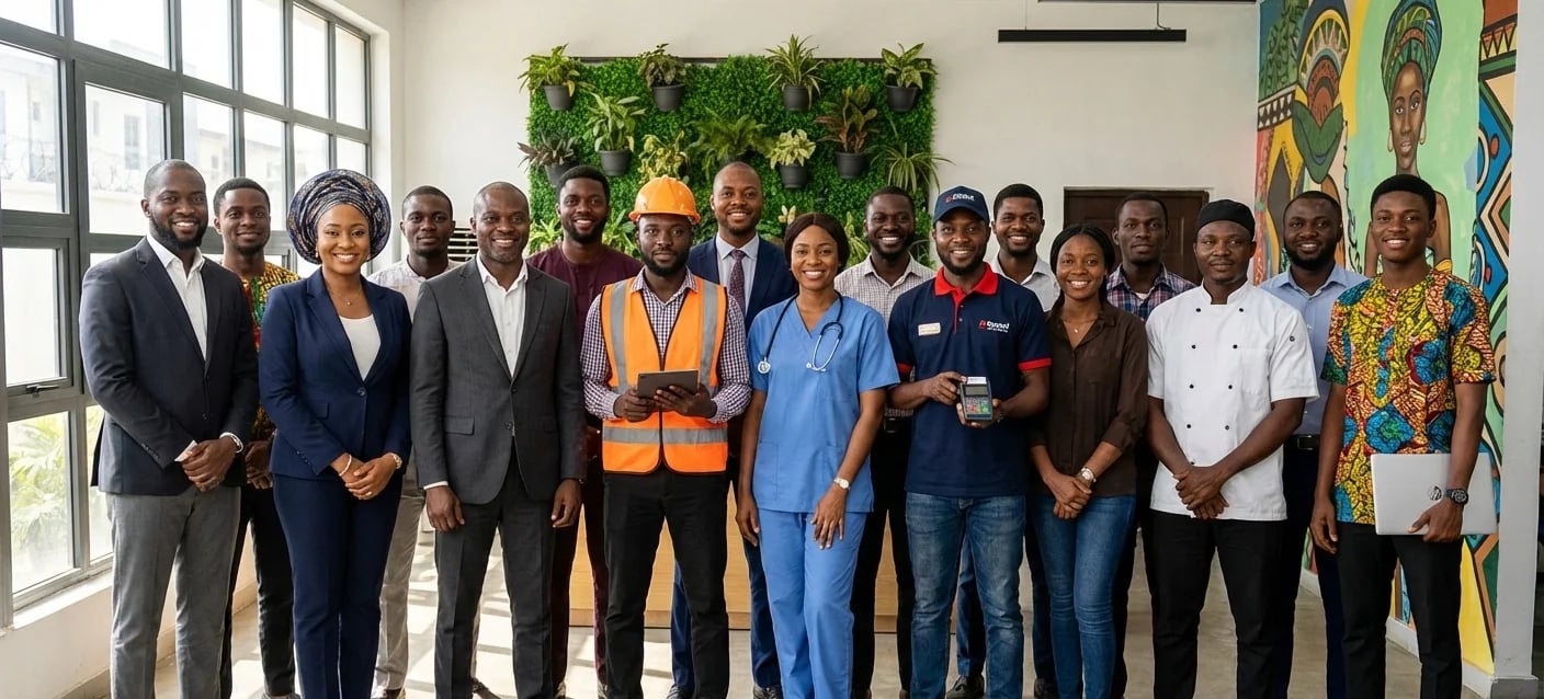 Professional diverse group of hospitality and retail professionals representing trusted service industry workers